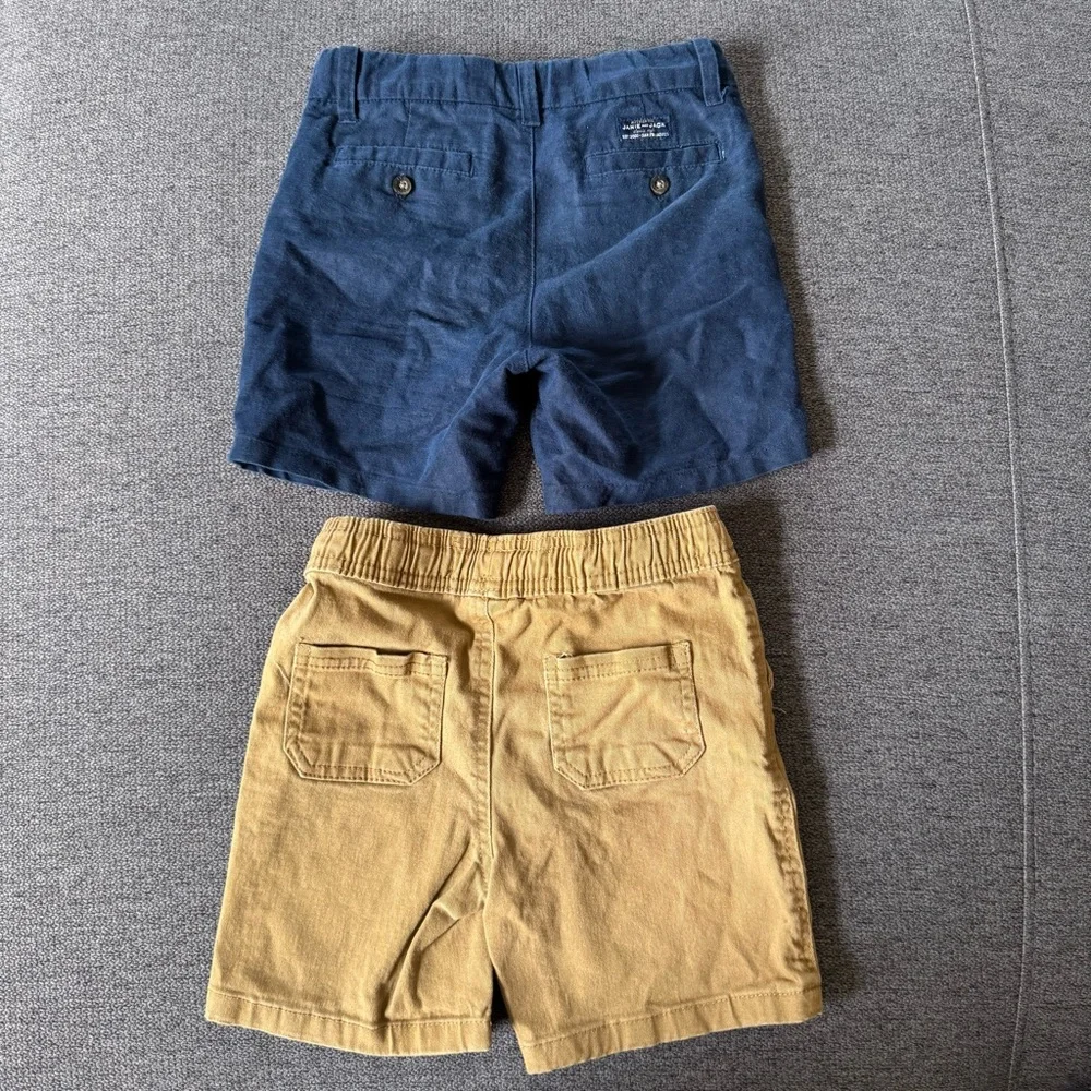 Toddler Boys 4T Shorts 2PC Set Bundle Navy Blue Janie & Jack Tan Street Rules - Picture 2 of 6